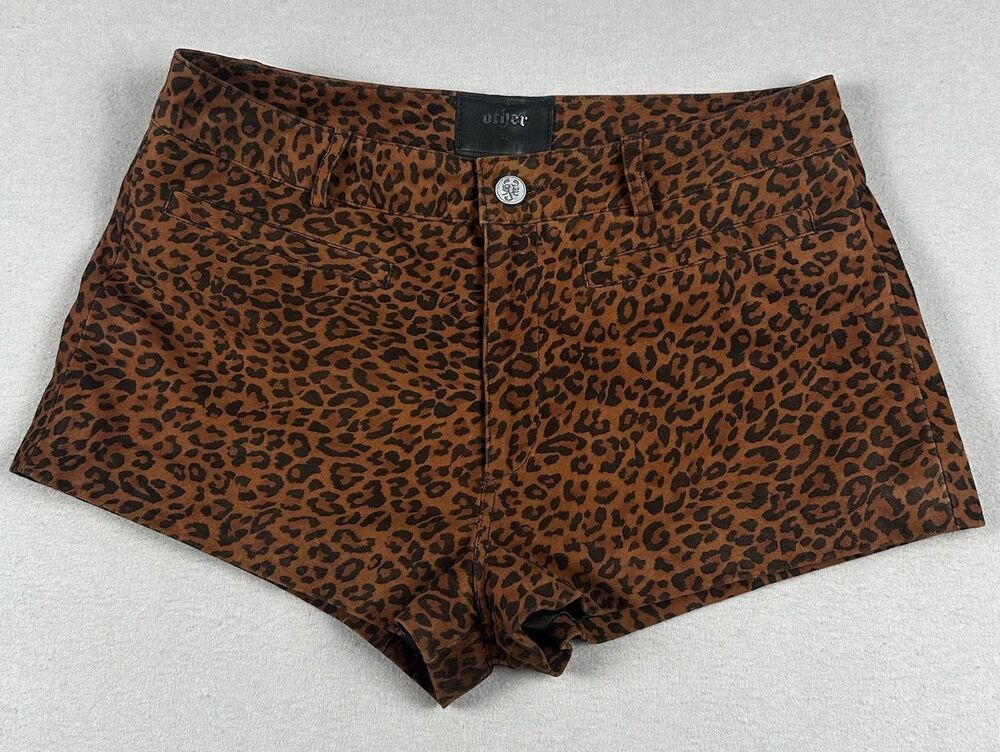 Other UK Leopard Print Suede Shorts Sz 32 Festival Going Out Party
